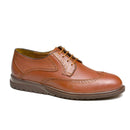 C102 حذاء اكسفورد جلد طبيعي برباط وطرف دائري مزين بخياطة امامية للرجال - OGAT